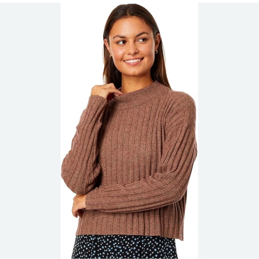 Madewell Mock Neck Ribbed Cropped Sweater